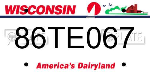 86TE067 Wisconsin License Plate