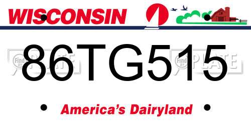 86TG515 Wisconsin License Plate