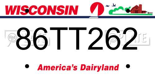 86TT262 Wisconsin License Plate