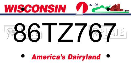 86TZ767 Wisconsin License Plate