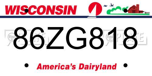 86ZG818 Wisconsin License Plate