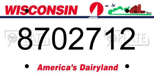 8702712 Wisconsin License Plate