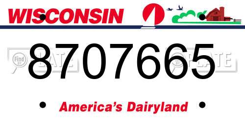 8707665 Wisconsin License Plate
