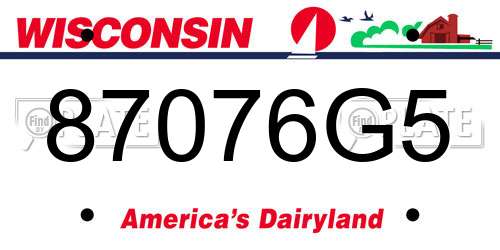 87076G5 Wisconsin License Plate