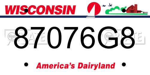 87076G8 Wisconsin License Plate