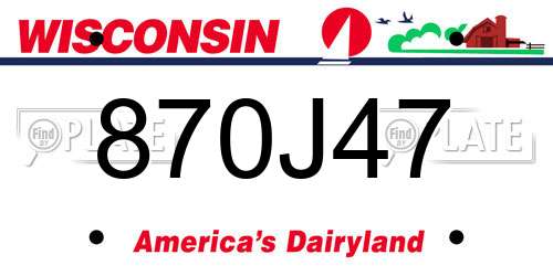 870J47 Wisconsin License Plate