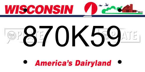 870K59 Wisconsin License Plate