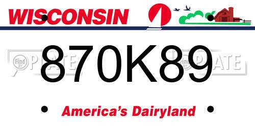 870K89 Wisconsin License Plate