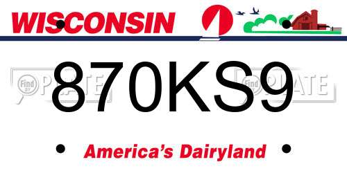 870KS9 Wisconsin License Plate