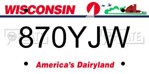 870YJW Wisconsin License Plate