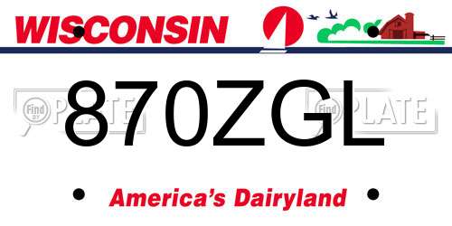 870ZGL Wisconsin License Plate