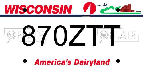 870ZTT Wisconsin License Plate