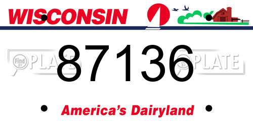 87136 Wisconsin License Plate