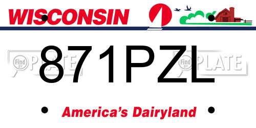 871PZL Wisconsin License Plate