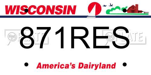 871RES Wisconsin License Plate
