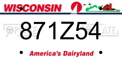 871Z54 Wisconsin License Plate
