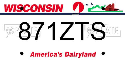 871ZTS Wisconsin License Plate