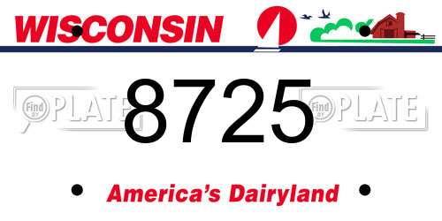 8725 Wisconsin License Plate
