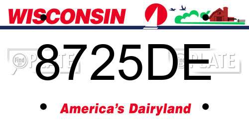 8725DE Wisconsin License Plate