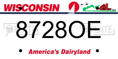 8728OE Wisconsin License Plate