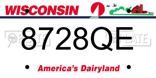 8728QE Wisconsin License Plate