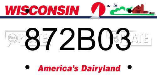 872B03 Wisconsin License Plate