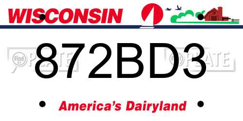 872BD3 Wisconsin License Plate