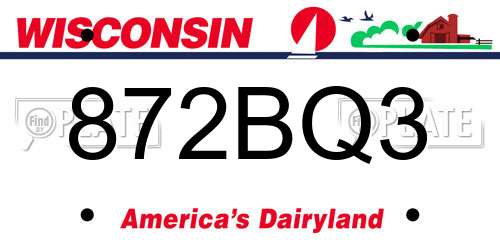 872BQ3 Wisconsin License Plate
