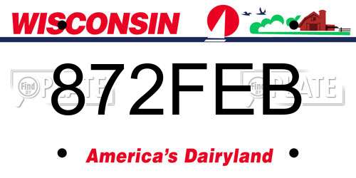 872FEB Wisconsin License Plate