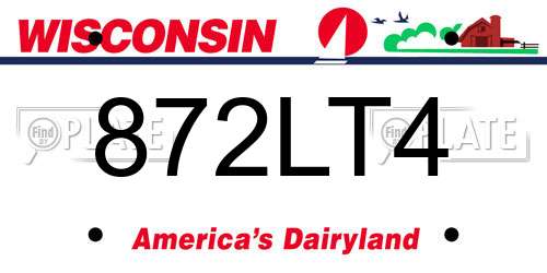 872LT4 Wisconsin License Plate