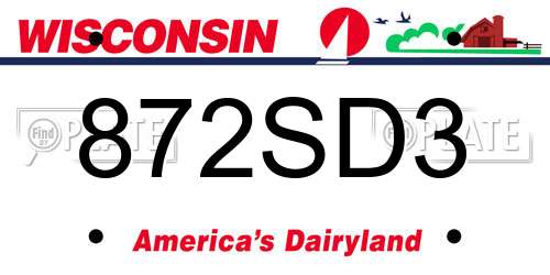 872SD3 Wisconsin License Plate