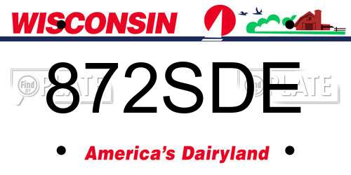 872SDE Wisconsin License Plate