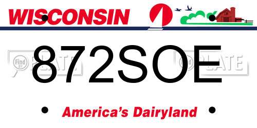 872SOE Wisconsin License Plate