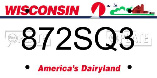 872SQ3 Wisconsin License Plate