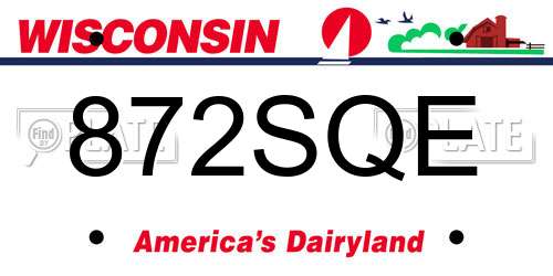 872SQE Wisconsin License Plate