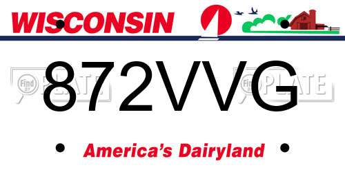 872VVG Wisconsin License Plate
