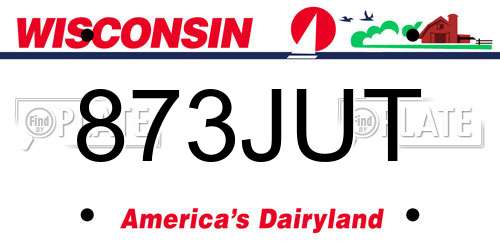 873JUT Wisconsin License Plate