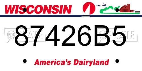 87426B5 Wisconsin License Plate