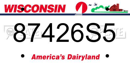 87426S5 Wisconsin License Plate