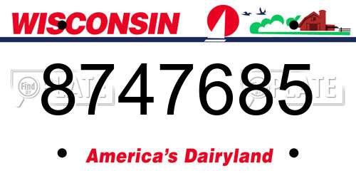 8747685 Wisconsin License Plate