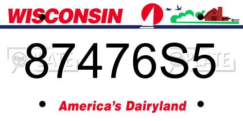 87476S5 Wisconsin License Plate