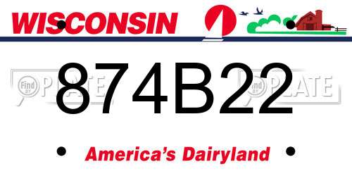 874B22 Wisconsin License Plate