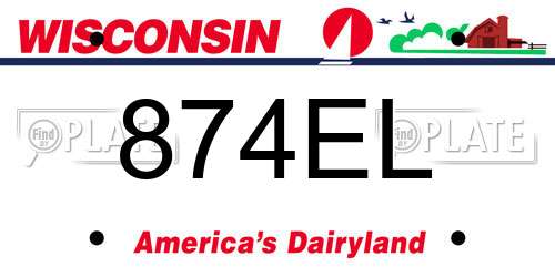 874EL Wisconsin License Plate