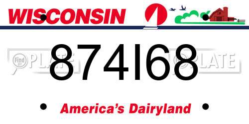 874I68 Wisconsin License Plate