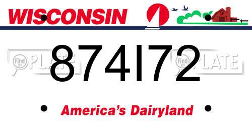 874I72 Wisconsin License Plate