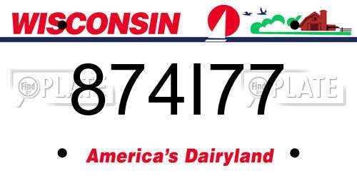 874I77 Wisconsin License Plate