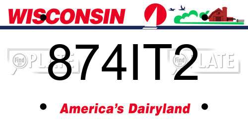 874IT2 Wisconsin License Plate