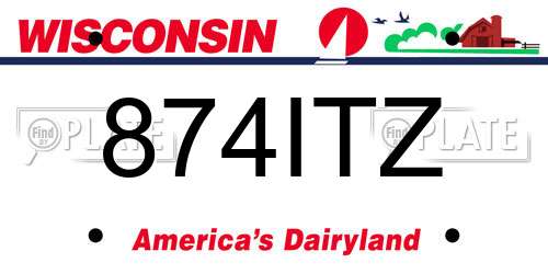874ITZ Wisconsin License Plate