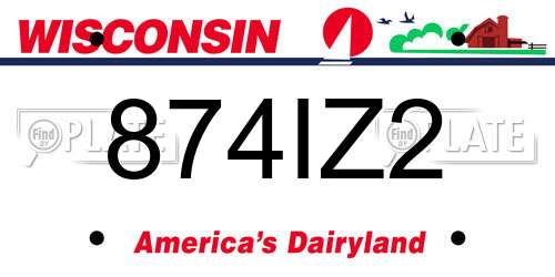 874IZ2 Wisconsin License Plate