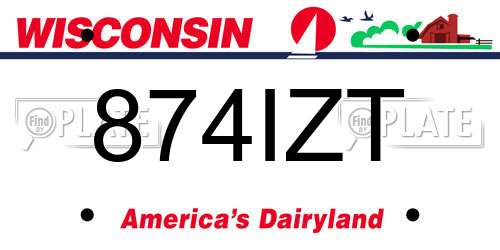 874IZT Wisconsin License Plate